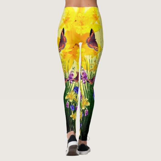 Vlinder Springtime Bloemen Leggings (Achterkant)