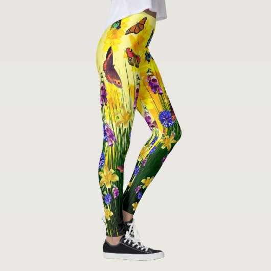 Vlinder Springtime Bloemen Leggings (Rechts)