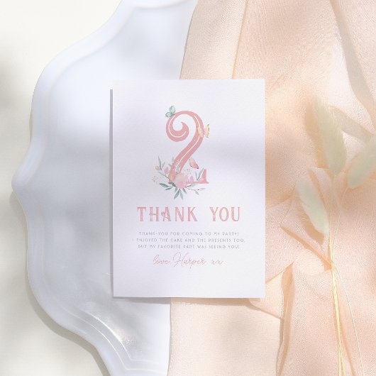 Vlinder sprookje Floral Meisje Verjaardagsfeest Bedankkaart