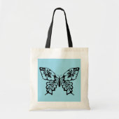Vlinder stencil op blauw tote bag (Voorkant)