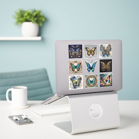 Vlinder Sticker Collectie (Laptop op bureau)