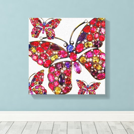 Vlinder Strass  Kostuum Sieraden Kunst Canvas Afdruk (Insitu (Houten vloer))