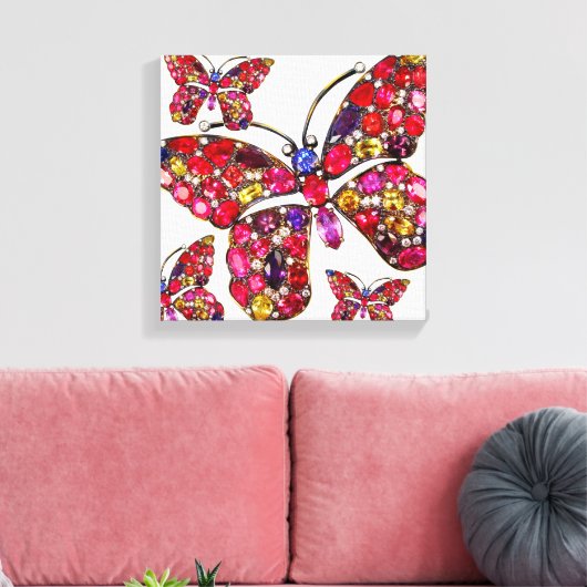 Vlinder Strass  Kostuum Sieraden Kunst Canvas Afdruk (Insitu (Woonkamer))