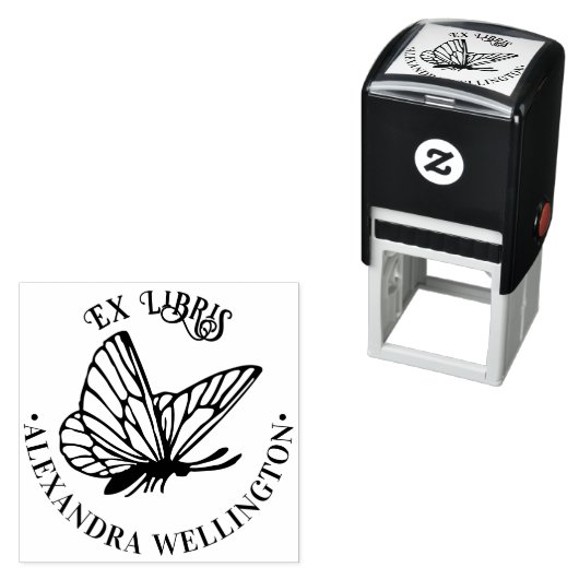Vlinder SV Ex Libris Bibliotheek Boek Naam Rond Zelfinktende Stempel (In situ)