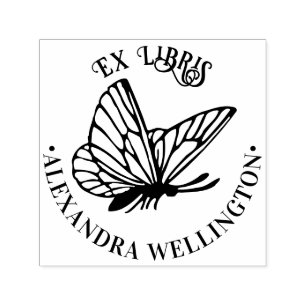 Vlinder SV Ex Libris Bibliotheek Boek Naam Rond Zelfinktende Stempel