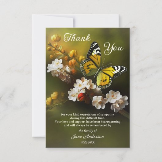 Vlinder sympathie foto dank je kaart (Voorkant)