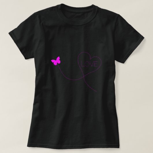 Vlinder T-shirt met hart - Love (Design voorkant)