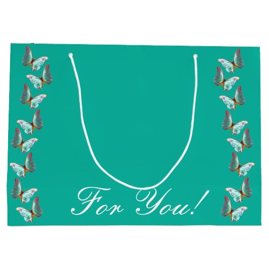 Vlinder Teal Giftzak Groot Cadeauzakje (Achterkant)