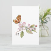 vlinder tegen bloesem bedankkaart (Staand voorkant)