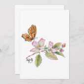 vlinder tegen bloesem bedankkaart (Voorkant / Achterkant)