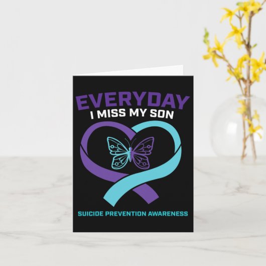 Vlinder Ter nagedachtenis aan zoon zelfmoordpreven Kaart (Gele Bloem)