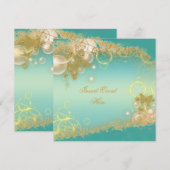 Vlinder thema goud turquoise elegant kaart (Voorkant / Achterkant)