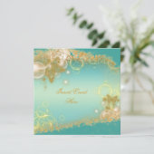 Vlinder thema goud turquoise elegant kaart (Staand voorkant)