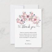 Vlinder thema roze Waterverf Baby shower Bedankkaart (Voorkant)