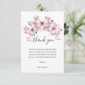 Vlinder thema roze Waterverf Baby shower Bedankkaart (Staand voorkant)