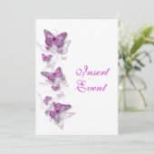 Vlinder thema roze wit kaart (Staand voorkant)