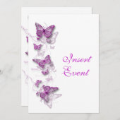 Vlinder thema roze wit kaart (Voorkant / Achterkant)