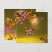 VLINDER TOPAZ GEEL, helder roze oranje bruin Kaart (Voorkant / Achterkant)