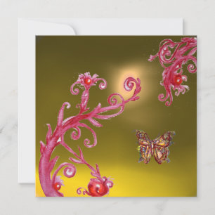 VLINDER TOPAZE GEEL helder roze, rood Kaart