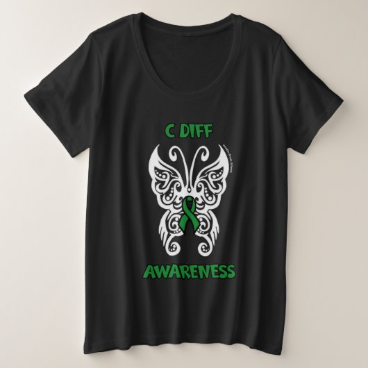 Vlinder/Tribal...C Diff Grote Maat T-shirt (Design voorkant)