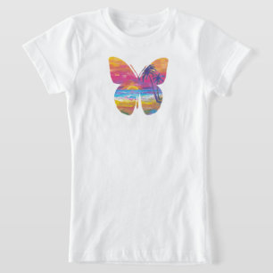 Vlinder tropische zonsondergang t-shirt