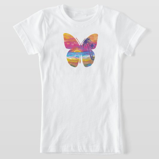 Vlinder tropische zonsondergang t-shirt (Laagn)