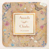 Vlinder tuin bruiloft Vintage Kartonnen Onderzetters (Voorkant)