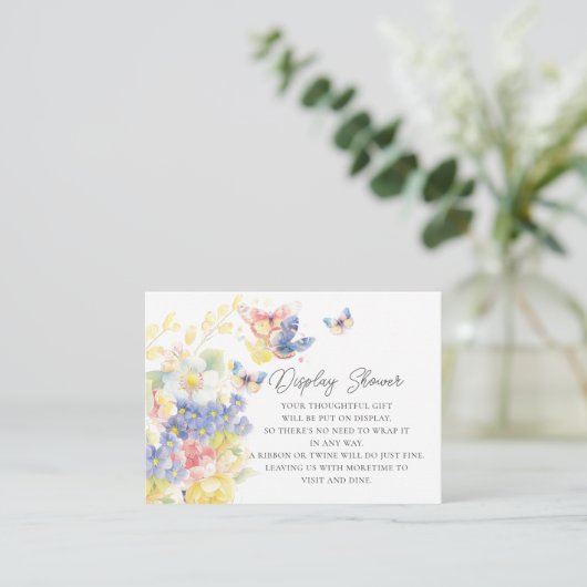 Vlinder tuin display douche informatiekaartje (Staand voorkant)