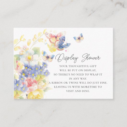 Vlinder tuin display douche informatiekaartje (Voorkant)