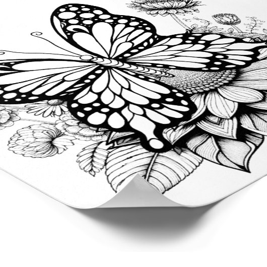 Vlinder tuin kleurontwerp poster (Hoek)