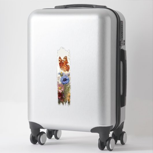 Vlinder tussen wilde bloemen penseelstreekverf sticker (Koffer)