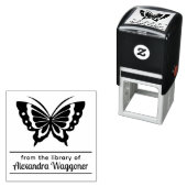Vlinder "Uit de bibliotheek van" Naam Monogram #1a Zelfinktende Stempel (In situ)