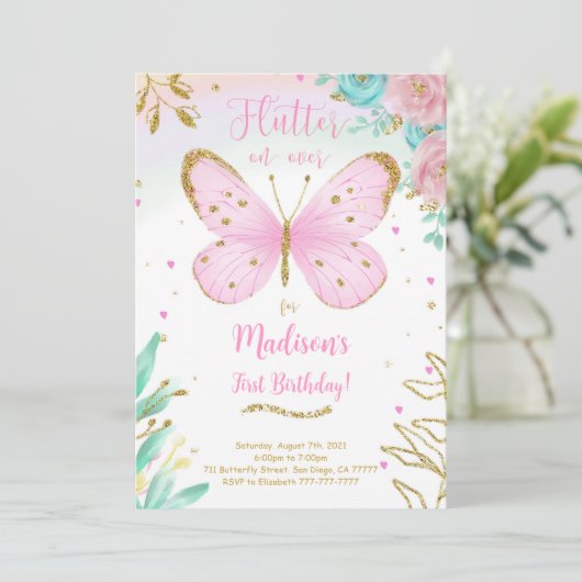 Vlinder Uitnodiging (Staand voorkant)