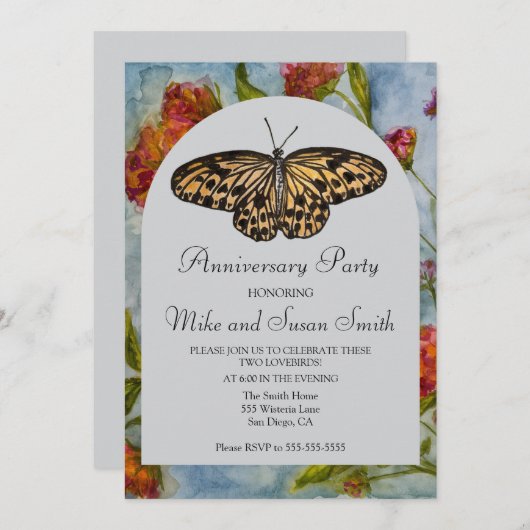 Vlinder Uitnodiging (Voorkant / Achterkant)