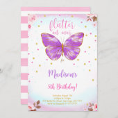 Vlinder uitnodiging 5e verjaardag (Voorkant / Achterkant)