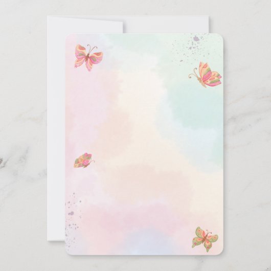 Vlinder uitnodiging, Pastel vlinders verjaardag Kaart (Achterkant)