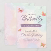 Vlinder uitnodiging, Pastel vlinders verjaardag Kaart (Voorkant / Achterkant)