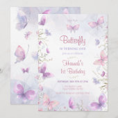 Vlinder Uitnodiging Vlinder Verjaardagsuitnodiging (Voorkant / Achterkant)
