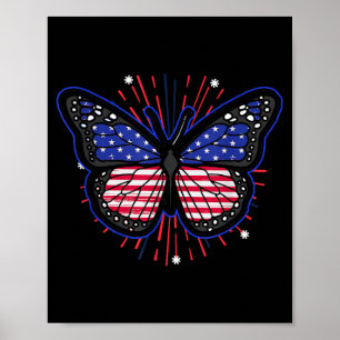 Vlinder USA Amerikaanse Vlag _ Onafhankelijkheidsd Poster