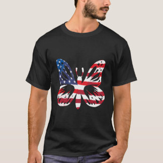Vlinder USA Amerikaanse vlag Patriottische Vrouwen T-shirt
