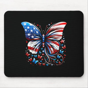 Vlinder Usa Vlag Cute 4e Juli Grappig Amerikaanse Muismat
