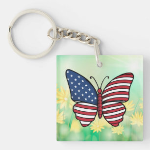 Vlinder USA Vlag Sublimatie-62614 Sleutelhanger