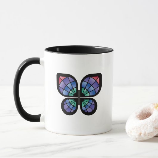 Vlinder van Glas in Lood Mok (Met donut)