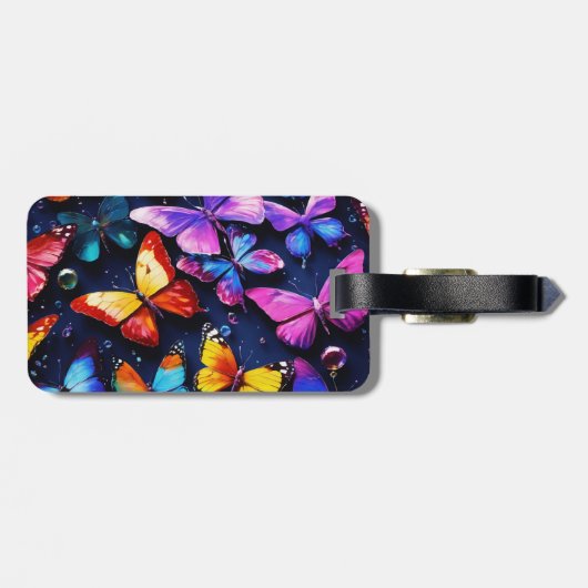 Vlinder, veelkleurig chroom, kleurrijke schoenen bagagelabel (Achterkant horizontaal)