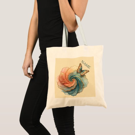 vlinder veerachtige werveling tote bag (Voorkant (product))