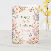 Vlinder Verjaardag Bloemen Kaart (Gele Bloem)