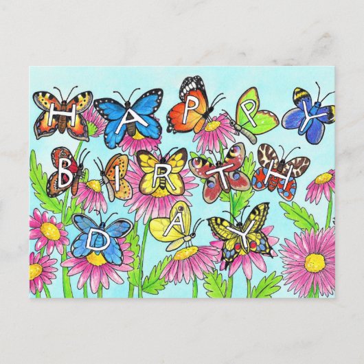 Vlinder Verjaardag Briefkaart (Voorkant)