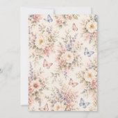 Vlinder Verjaardag met Bloemen Kaart (Achterkant)