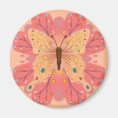 Vlinder Verjaardag Perzik en Roze Magneet (Voorkant)