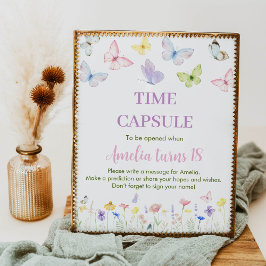 Vlinder Verjaardag Tijd Capsule teken Wildflower Poster